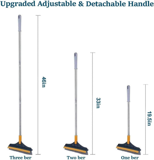 2-in-1 Floor Cleaning Broom Wiper -- Long Handle Scrub Brush & Squeegee