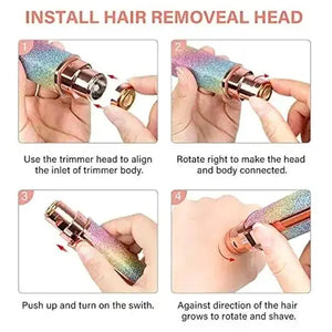 Instructions for installing a hair removal head with colorful design