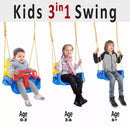 3-in-1 Swing for Kids Plastic Outdoor Play -- Convertible Grow-With-Me Seat