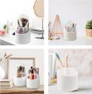 Rotating Makeup Brush & Lipstick Holder with Transparent Lid