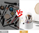 Rotating Makeup Brush & Lipstick Holder with Transparent Lid