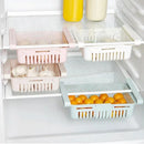 Adjustable Plastic Fridge Storage Basket Light Blue