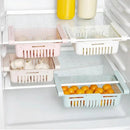 Adjustable Plastic Fridge Storage Basket Light Blue