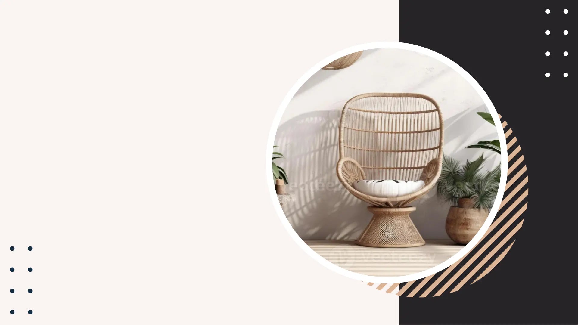 Wicker chair with white cushions in a decorative setting