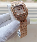Luxury Diamond Rhinestone Watch Rose Gold Chain Strap -- Sparkling Elegant Women's Wristwatch