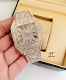 Luxury Diamond Rhinestone Watch Rose Gold Chain Strap -- Sparkling Elegant Women's Wristwatch