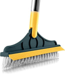 2-in-1 Floor Cleaning Broom Wiper -- Long Handle Scrub Brush & Squeegee
