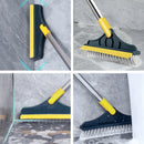 2-in-1 Floor Cleaning Broom Wiper -- Long Handle Scrub Brush & Squeegee