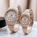 Rose Gold Unisex Couple Watches Pack of 2 Stainless Steel Chain Strap -- Premium Matching Wristwatches