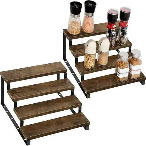 2 Tier Portable Iron Fruit Basket Black