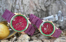 Unisex Quartz Couple Watches Set Round Case Multi Color -- Matching Fashion Wristwatches