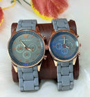 Unisex Quartz Couple Watches Set Round Case Multi Color -- Matching Fashion Wristwatches