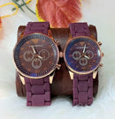Unisex Quartz Couple Watches Set Round Case Multi Color -- Matching Fashion Wristwatches