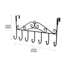 Decorative wall hook with measurements on a white background