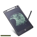 Electronic writing pad with an eagle drawing and stylus on a white background