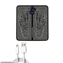 Portable power bank with digital display and charging cable on a white background