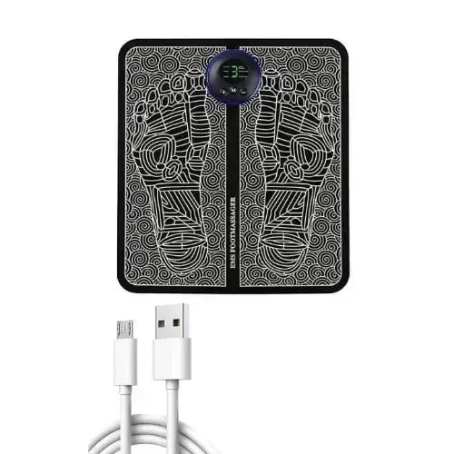 Portable power bank with charging cable on a white background