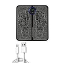 Portable power bank with charging cable on a white background