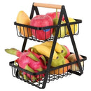 2 Tier Portable Iron Fruit Basket Black