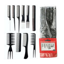Professional 10 Piece Black Hair Comb Set