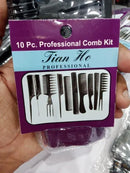 Professional 10 Piece Black Hair Comb Set