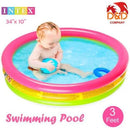 Intex Sunset Glow Baby Swimming Pool with dimensions and Intex logo on a white background