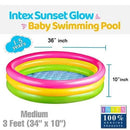 Intex Sunset Glow Baby Swimming Pool with dimensions and Intex logo on a white background