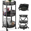 3 Tier Rotating Metal Kitchen Rack with Wheels