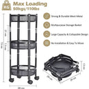 3 Tier Rotating Metal Kitchen Rack with Wheels