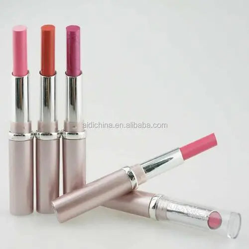 Set of lipsticks with visible shades on a light background