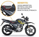 Yamaha motorcycle with shock absorption feature highlighted on a white background