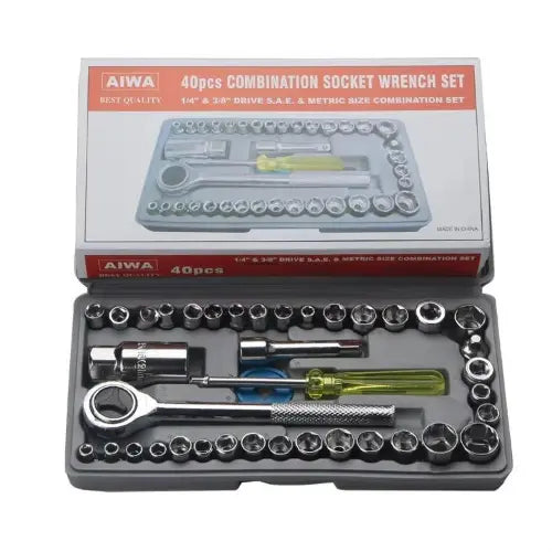 AIWA 40-piece combination socket wrench set with packaging on a white background